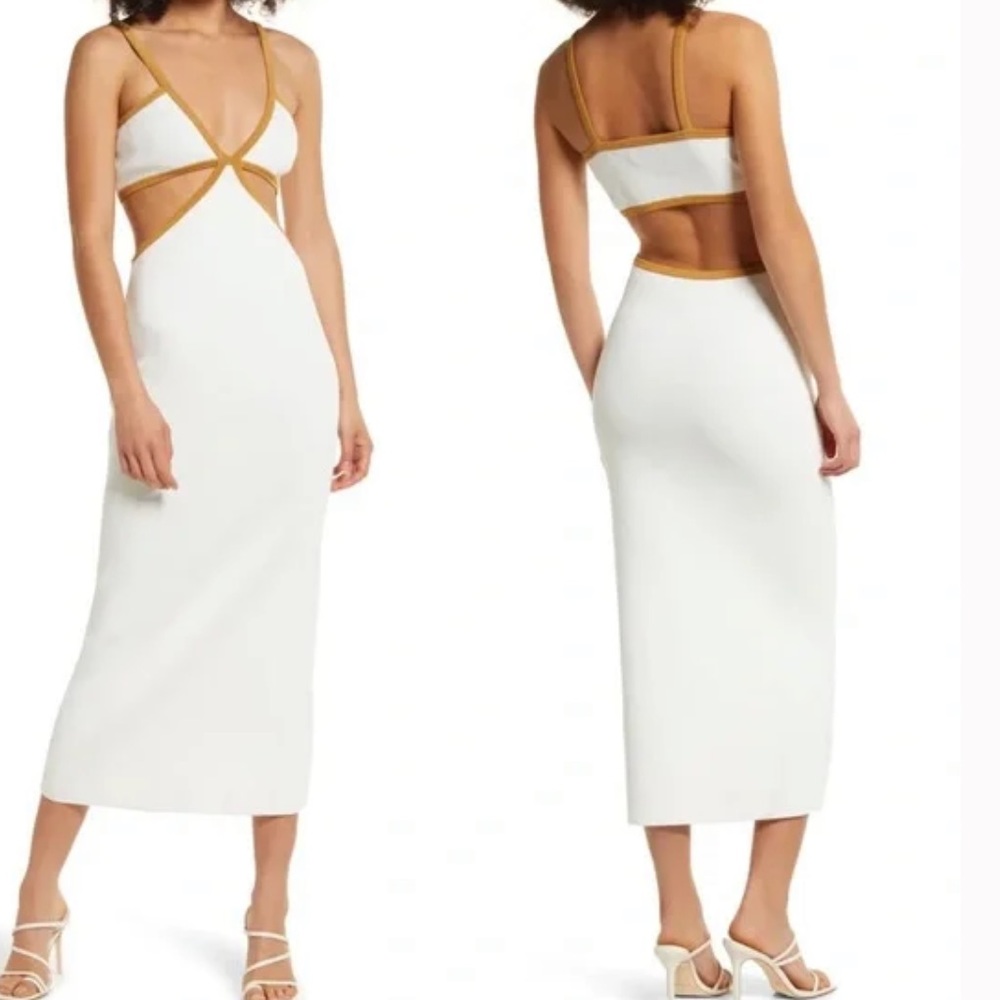 NWOT Significant Other White Cut Out Dress with Tan 10
